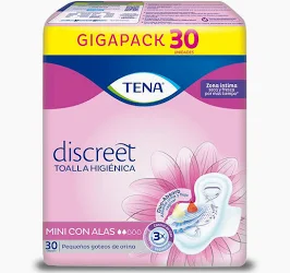 TOALLAS TENA DISCREET MINI ALAS 30 UND