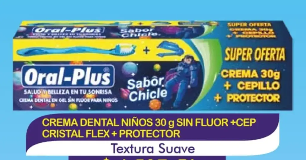 CREMA DENTAL SIN FLUOR ORAL PLUS X 30 NIÑO+ CEP CRISTAL FLEX + PROT