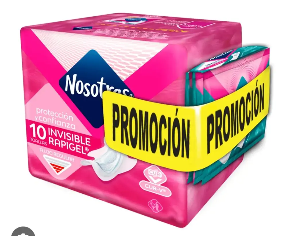 TOALLAS HIGIENICAS NOSOTRAS INVISIBLE RAPIGEL 10 UND + PROTECTORES LARGOS