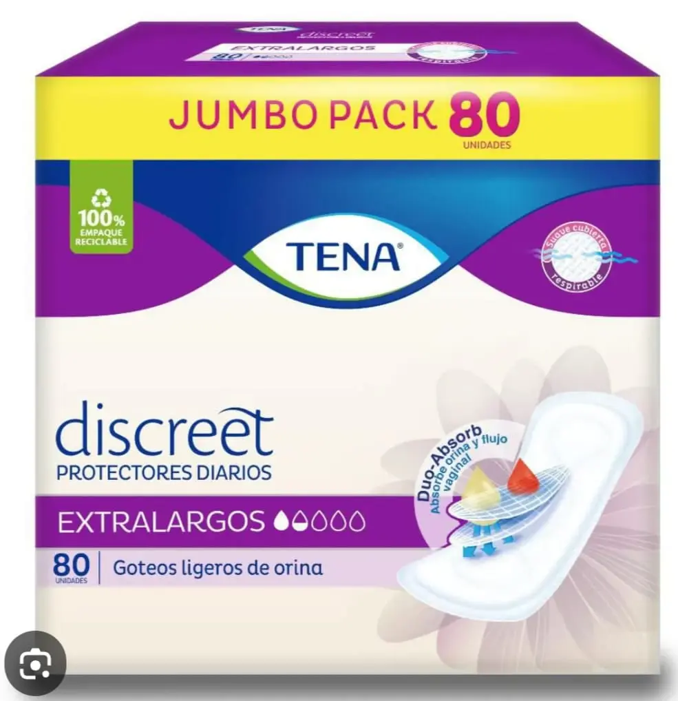 PROTECTORES TENA DISCREET EXTRALARGOS 80 UNID