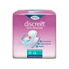 TOALLAS TENA DISCREET EXTRA ABSORCION 8 UN