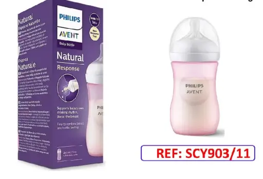 [2592] BIBERON ANTICOLICO 9 OZ AVENT NATURAL SCY 903/11 ROSADO 