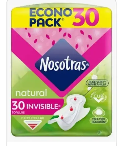 [1862] TOALLAS HIGIENICAS NOSOTRAS INVISIBLE CLASICA TELA 30 UND