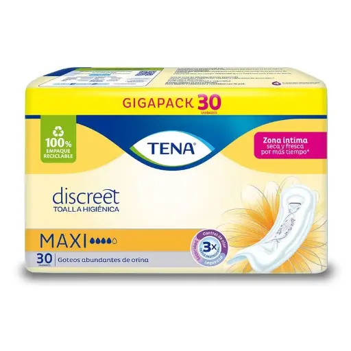 [1718] TOALLAS TENA DISCREET MAXI 30 UND